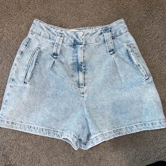 Sezane Light Blue High Waist Women Shorts - Picture 1 of 10
